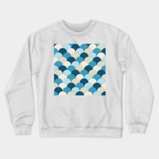 1980s preppy modern turquoise aqua blue fish scale pattern mermaid Crewneck Sweatshirt